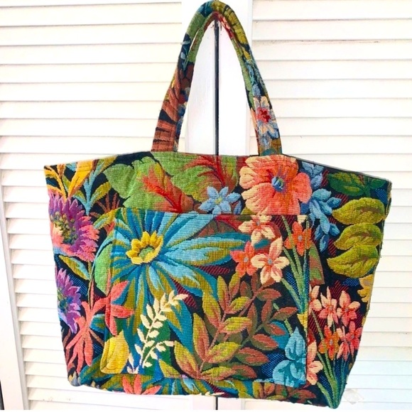 Bettz Design Handbags - Bettz Designs Gorgeous Bright Floral tapestry Tote Bag